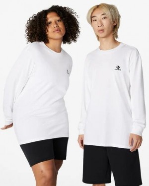 Men Converse Go-To Embroidered Star Chevron Standard-Fit T Shirts White Australia | C-74065319