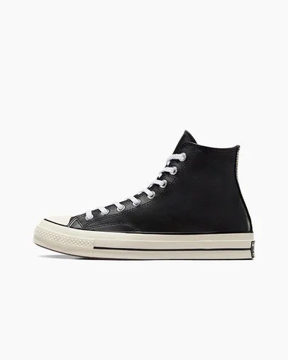Men Converse Chuck 70 Leather Sneakers Black / White Australia | C-91258049