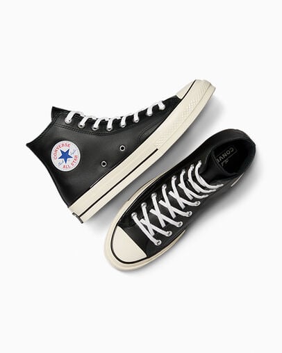 Men Converse Chuck 70 Leather Sneakers Black / White Australia | C-91258049