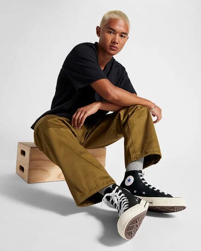 Men Converse Chuck 70 Leather Sneakers Black / White Australia | C-91258049