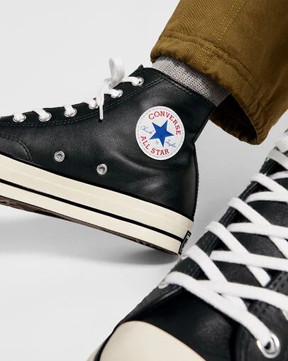 Men Converse Chuck 70 Leather Sneakers Black / White Australia | C-91258049
