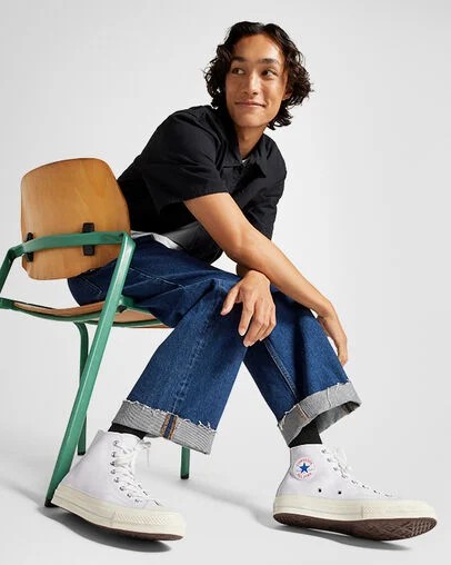 Men Converse Chuck 70 Leather Sneakers White Australia | C-49276819