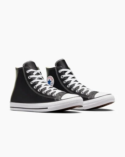 Men Converse Chuck Taylor All Star Leather Sneakers Black Australia | C-62193809