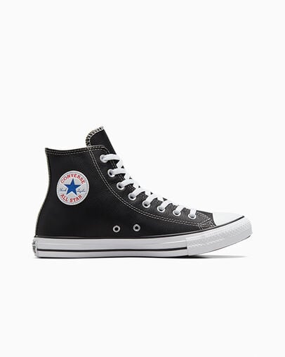 Men Converse Chuck Taylor All Star Leather Sneakers Black Australia | C-62193809