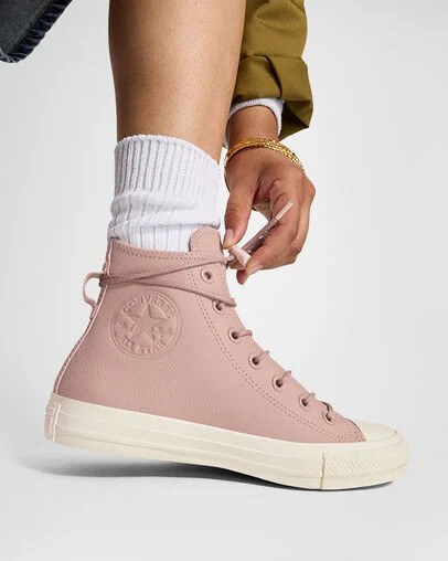 Men Converse Chuck Taylor All Star Weatherized Leather Sneakers Pink Australia | C-18793469