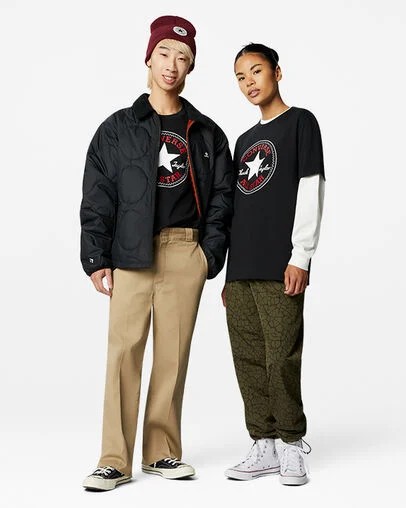 Men Converse Go-To All Star Patch Standard-Fit T Shirts Black Australia | C-09653489
