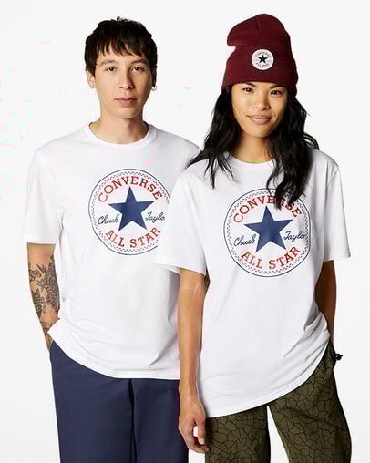 Men Converse Go-To All Star Patch Standard-Fit T Shirts White Australia | C-20645989