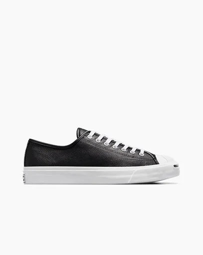 Men Converse Jack Purcell Leather Tennis Shoes Black / White Australia | C-58934019