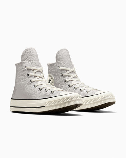 Women Converse Chuck 70 Crinkled Leather Sneakers Grey / Black Australia | C-48137069