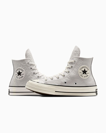 Women Converse Chuck 70 Crinkled Leather Sneakers Grey / Black Australia | C-48137069