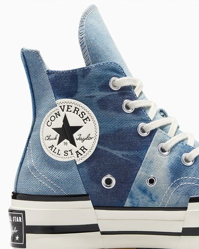 Women Converse Chuck 70 Plus Distressed Denim Sneakers Navy / Black Australia | C-10937689