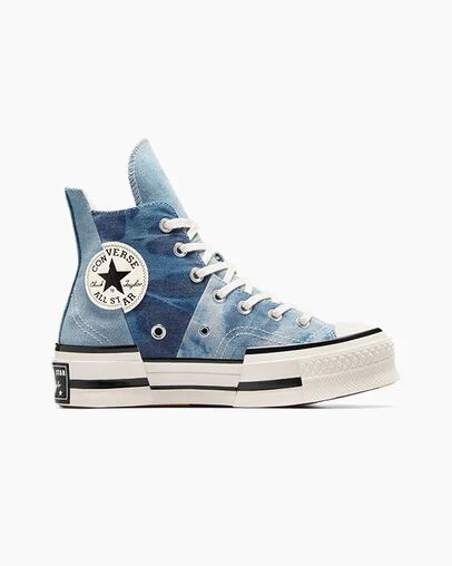 Women Converse Chuck 70 Plus Distressed Denim Sneakers Navy / Black Australia | C-10937689