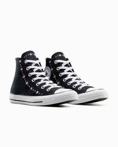 Women Converse Chuck Taylor All Star Petite Petals Sneakers Black / White Australia | C-47650929