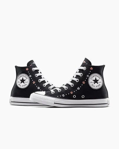 Women Converse Chuck Taylor All Star Petite Petals Sneakers Black / White Australia | C-47650929