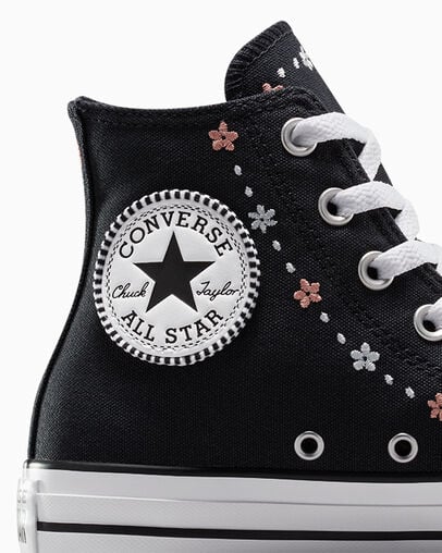 Women Converse Chuck Taylor All Star Petite Petals Sneakers Black / White Australia | C-47650929